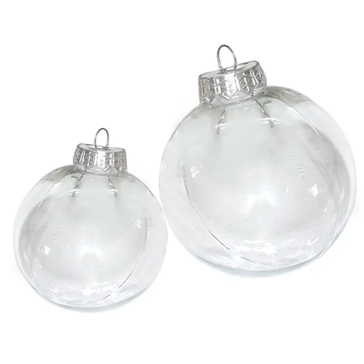 Bola decorativa para árbol de Navidad, 6cm-10cm, adorno transparente de plástico abierto, caja de regalo de decoración