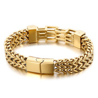 Produit en stock 225mm Bracelet gothique en acier inoxydable à chevrons et chaîne cubaine avec runes anciennes