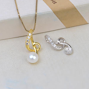 Pendentif en argent S925 pour femme, motif note de musique, accessoires DIY en perles, plateau semi-vid de 6 à 8 pouces pour décorations de bijoux de cheveux - Product Image 1