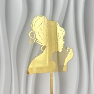 ท็อปเปอร์เค้กอะคริลิครูปเจ้าสาวพร้อมผ้าคลุมหน้าและดอกไม้ ตกแต่งเค้กงานแต่งงาน - Product Image 3