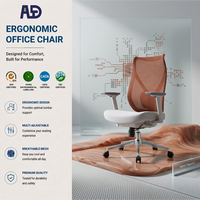 Chaise de bureau ergonomique en maille chromée avec appui-tête réglable, support lombaire, accoudoirs 3D, pivotante, pour salon et chambre, en PP
