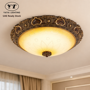 Plafonnier LED encastré en or européen, 40W, en verre chaud, résine et fer forgé, pour salon, chambre à coucher, décoration intérieure - Product Image 1