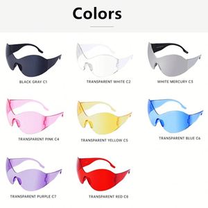 Gafas de Sol Personalizadas con Logotipo 2025, Gafas de Sol de Gran Tamaño para Hombre y Mujer, Estilo Y2K, Gafas Deportivas Punk, Gafas de Sol de Mariposa sin Montura para Mujer - Product Image 6