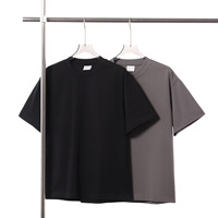 228g Zwaargewicht Dubbelgaren Zuiver Katoenen Gebreide Effen Kleur O-hals Korte Mouw Ademend Heren Vintage Trendy Oversized