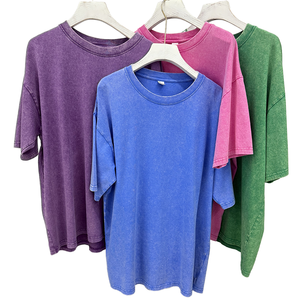 T-shirts personnalisés en gros pour hommes, coupe oversize, 100% coton respirant, délavé à l'acide, manches courtes, 220 g/m², grandes tailles - Product Image 1