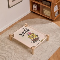 Lit pour animaux de compagnie en toile avec cadre en bois respectueux de l'environnement, hamac pour chat et chien pour divers petits animaux