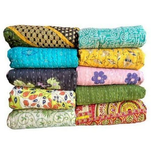 Quilts Blanket <b>Throw</b> Bangali Gudri Reversible Cotton <b>Quilted</b> Indian Handmade Old Vintage Kantha Quilt Bedspread Vintage Decor - Product Image 1