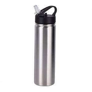 Customized Full Wrap Colors Printing Promotion 750ml Single Wall Stainless <b>Steel</b> Sport Water <b>Bottle</b> with Flip Straw Lids - Product Image 2
