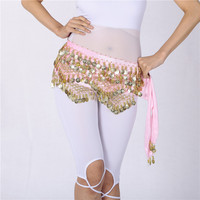Ceinture de danse orientale en velours avec pampilles et pièces de monnaie pour femme, accessoire de costume de danse du ventre pour spectacle sur scène