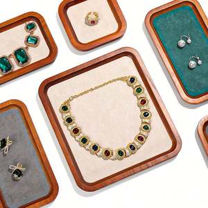 Wooden <b>Jewelry</b> Display <b>Tray</b> Ring Earring Necklace Beige Custom Logo - Product Image 5