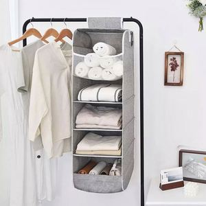 Dorm Wardrobe Nursery Room Kids Closet Hanging Accessories 5-<b>Shelf</b> Hanger Hanging <b>Shelf</b> Organizer - Product Image 6