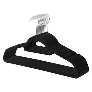 Velvet & Fabric Hangers Custom Flocked Black Coat Hangers Suit Clothing Space Saving Velvet Hanger With Anti Slip Notches - Product Image 1