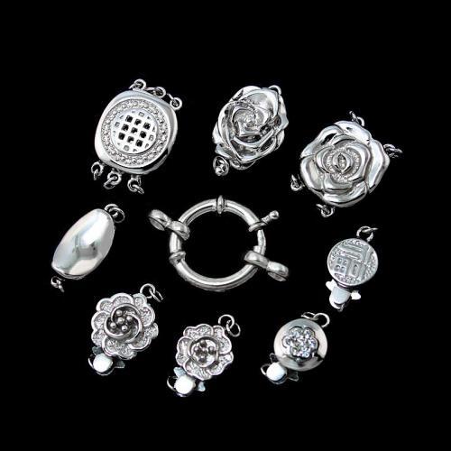 Wholesale 925 Jewelry Clasp Fasten Sterling Silver Box Clasp DIY Jewelry Supplies Rhinestone Original Color 756442