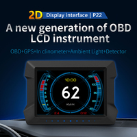 P22 Neuestes Head-up-Display Digitaler Kilometerzähler Sicherheitsalarm Wasser- & Öltemperatur Drehzahlmesser OBD2+GPS+Neigungsmesser Auto HUD Smart-Anzeige