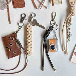 New Trendy Genuine Leather <b>Bag</b> Charm Fashion Pant Chain Keychain with Cute Plush Pendant Lanyard Eco-Friendly Women Accessories - Product Image 4