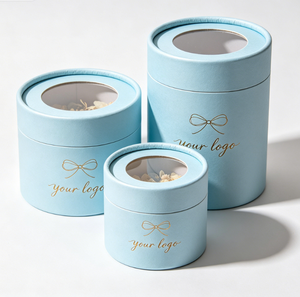 Custom Eco-friendly Round Paper Tube Box with Clear <b>Window</b> and Gold <b>Foil</b> Printing for Candle and Gift Packaging - Product Image 5