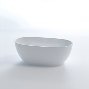 Modern Indoor Oval Shape White Freestanding <strong>Bathtub</strong> Whirlpool With Drainer Soaking For Apartment Or Villa Bathroom - Product Image 2