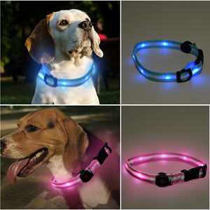 배터리 포함 애완 동물 이벤트 나일론 패션 애완 동물 액세서리 걷기를위한 LED 빛 가죽 끈 참 하네스 조정 가능한 개 목걸이 - Product Image 3