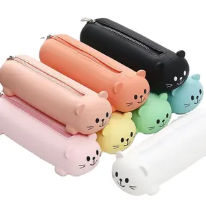 BEYOND Custom Silicone Cute Cat Pencil Bag,Stationery Silicone Soft Pencil Pouch,Kids Kawaii Pencil Case for Kids Students
