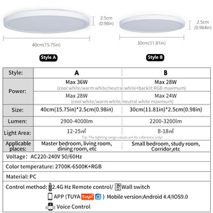 <span class=keywords><strong>Plafonnier</strong></span> <span class=keywords><strong>LED</strong></span> intelligent RGB avec télécommande, <span class=keywords><strong>plafonnier</strong></span> encastré WiFi compatible avec Alexa et Google Home, couleurs personnalisables pour salon - Product Image 5
