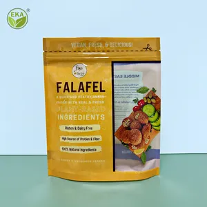 ถุงบรรจุอาหารพลาสติกใสมีซิปล็อค Falafel สำหรับย่างไก่ใช้ซ้ำได้พิมพ์โลโก้ออกแบบได้ตามต้องการ