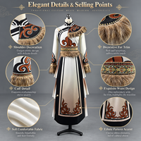Costume de scène ethnique professionnel, tenue de danse folklorique chinoise traditionnelle avec bordure en fausse fourrure et jupe superposée 3D