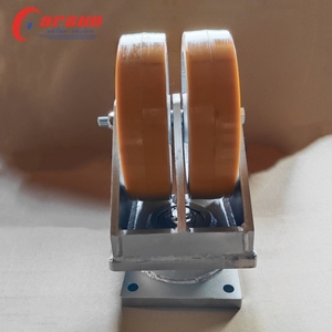 <span class=keywords><strong>12</strong></span> Zoll Ultra Heavy <span class=keywords><strong>Industrial</strong></span> Plate Casters Doppelrad-Gusseisen kern mit PU-drehbarem Stahl material OEM-unterstützt - Product Image 4