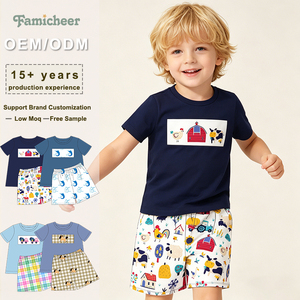 Ensemble T-shirt et short d'été pour garçons en fibre de bambou premium, ultra doux, col rond, design basique, respirant, vêtements simples pour tout-petits - Product Image 1
