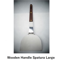 Stainless Steel Spatula for Okonomiyaki, Yakisoba, Teppanyaki Great Kitchen Accessory Wooden Handle Spatula
