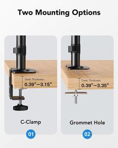 Soporte de Brazo para Dos Monitores con Resorte de Gas y Inclinación de 90 Grados, Nuevo - Product Image 6