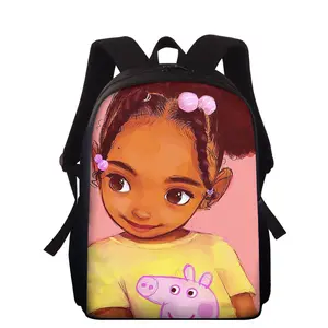 American Art Black Girls Backpack Cartoon Children School Bags