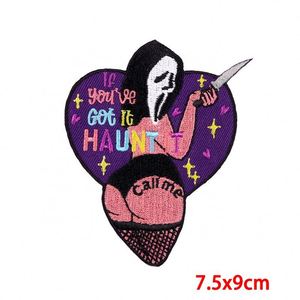 Patch brodé personnalisé en sergé motif crâne fantôme, thermocollant ou à coudre, pour casquettes de camionneur et vêtements – Vente en gros - Product Image 2