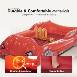 Red Race Car Shaped Kids <b>Inflatable</b> Travel Bed for Toddlers Camping Home Hotel - Product Image 3