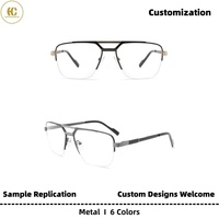 Montures de lunettes optiques en métal style pilote, semi-cerclées, à double pont, fabriquées sur mesure pour un usage quotidien, OEM/ODM