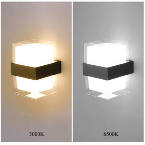 Applique murale moderne à LED pour l'extérieur, éclairage carré en PC, éclairage décoratif étanche pour jardin avec éclairage haut et bas en aluminium - Product Image 4
