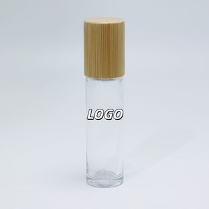 Botella de Vidrio Esmerilado para Aceites Esenciales de 5ml y 10ml, con Tapa Redonda de Bambú y Sellado Roll-on para Cremas, Agua, Perfumes, Sérums y Cuidado de la Piel - Product Image 1