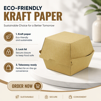 Scatola per Hamburger in Carta Kraft con Rivestimento Interno Resistente al Grasso per Asporto, Personalizzabile con Logo