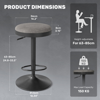 Tabourets de bar modernes, résistants à l'eau, réglables en hauteur, pivotants à 360°, avec assise en daim et structure en fer en forme de D, pour l'extérieur et le salon.
