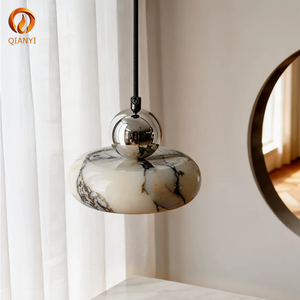 Lampe suspendue <span class=keywords><strong>en</strong></span> marbre alabastre à intensité variable de style moderne, luminaire LED de luxe pour salon, salle à manger, hall d'entrée, chambre à coucher, décoration - Product Image 2