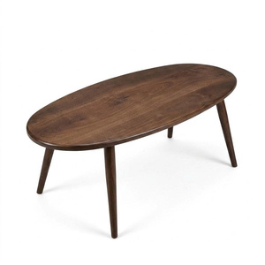 Table basse en bois de noyer massif, ovale, ellipse, rectangle, style moderne du milieu du siècle, faite à la main, prix de gros - Product Image 1
