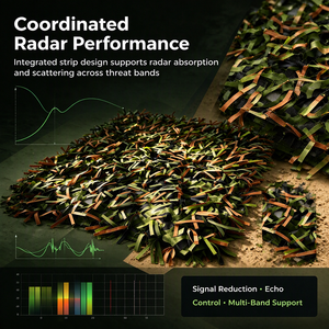 Filet de camouflage multispectral de type bande forestière, visible, NIR, TIR, pour la dissimulation des équipements de véhicules et le blindage. - Product Image 3