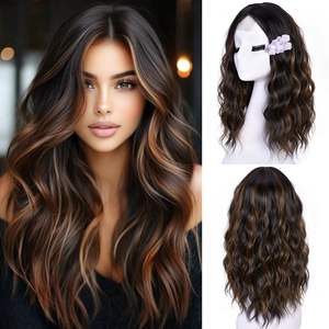 Perruques courtes ondulées pour femmes, bob noir ondulé, aspect naturel, synthétique, dentelle frontale, raie au milieu, <span class=keywords><strong>coiffure</strong></span> quotidienne, 18 pouces - Product Image 4