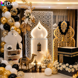 LEDA Indoor Wedding Party Events Decor &supplies Luxurious white <b>Gold</b> Indian style Acrylic LED <b>Backdrop</b> - Product Image 2