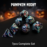 Juego de 7 dados acrílicos con forma de calabaza, dados de borde afilado con números de contorno blanco y rojo para juegos de mesa DND de Halloween, venta al por mayor con MOQ bajo