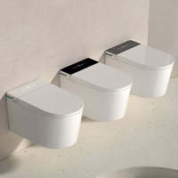 Ensemble WC intelligent suspendu avec télécommande, réservoir encastré, WC intelligent à poser contre le mur, incluant siège chauffant - pour salle de bain