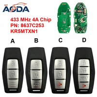 Llave Inteligente para Auto de 2/3/4 Botones, 433MHz, Chip 4A, PN: 8637C253, FCC ID: KR5MTXN1 para Mitsubishi