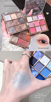 Fard à paupières en poudre 9 couleurs, doux, scintillant, waterproof, haute pigmentation, cruelty-free, fini mat, lumineux, métallique, longue tenue, chatoyant