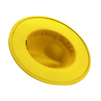 Vente en gros de haute qualité unisexe à large bord couleur personnalisée 420G Fedora chapeau couleur unie feutre chapeau avec ceinture en polyuréthane pour hommes femmes