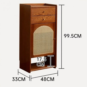 French Retro Solid Wood Rattan Shoe Cabinet With <b>Drawers</b> Space Saving Entryway Storage For <b>Small</b> Apartments Home Use - Product Image 5