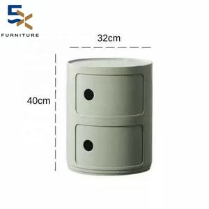 Piccolo <span class=keywords><strong>Comodino</strong></span> di Design Moderno Francese Mobile Contenitore Rotondo a Doppio Strato con Cassetti Tavolino da Notte per Camera da Letto Sotto Scrivania - Product Image 6